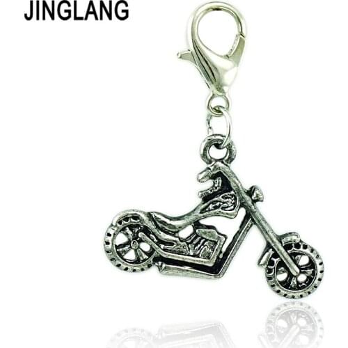 JINGLANG Wholesale Dangle Retro Alloy Motorcycle Charms With Lobster Clasp Pendants DIY Charm For Jewelry Accessories