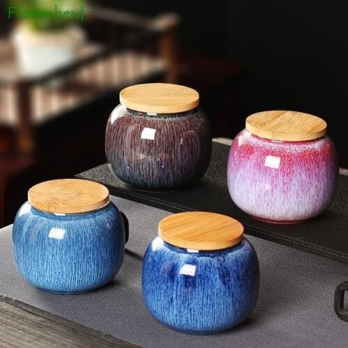 250ml Ceramic Porcelain Tea Caddy Teaware Kiln Variable Brushed Ceramic Tea Pot Household Daily Round Pot