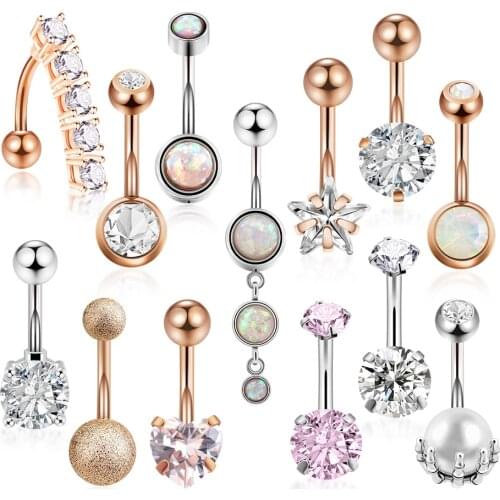 Belly Button Rings Stainless Steel Piercing Decoration Surgical Sexy Body Jewelry Navel Helix Rose Gold Wholesale Accessories