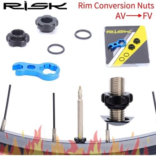 RISK 2 pcs/set mountain bike Schrader valve rim mounting Presta valve converter with 3 in 1 wrench tool bicycle wheel conversion
