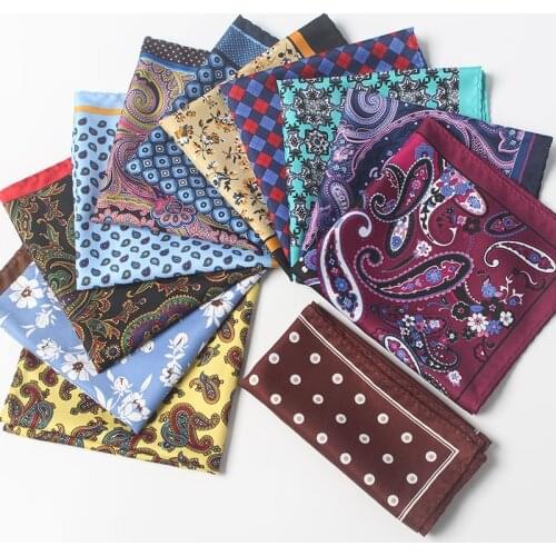 32cm Pocket Square Rayon Silk Print Mens Hanky Polka Dot Floral Paisley Handkerchief Fashion Classic Wedding Party Pocket Square