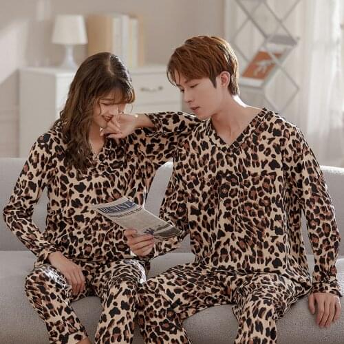 Autumn Winter Long-sleeve Sleepwear Leisure Men Style Couple Pajamas Set Sleepwear Top Pant Young Lovers Pajamas Sets Women Home