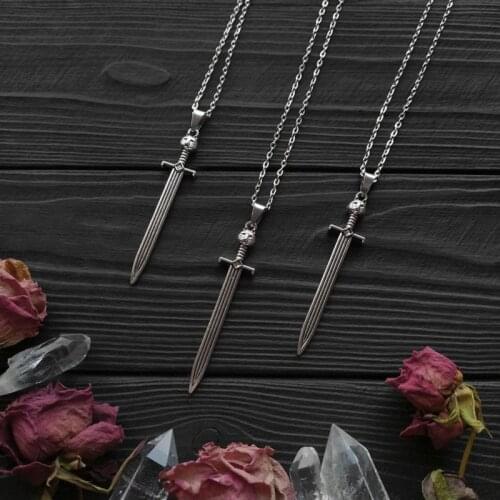 Sword Necklace Dagger Necklace Silver Color Sword Pendant Medieval Jewellery Fantasy necklace Sword jewelry Wicca Goth gift
