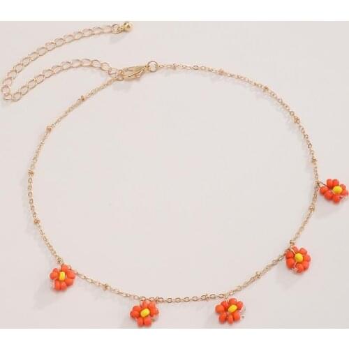 1pc Bohemian Style Necklace Flower Decor Ethnic Vintage Charm Necklace Choker Necklace Jewelry Accessories For Hawaii Party