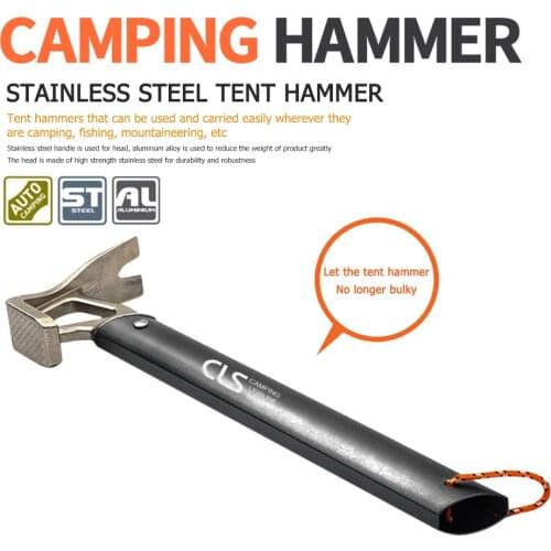 Outdoor Camping Tent Peg Hammer Light Weight Aluminum Alloy Hiking Fishing Stakes Nail Puller Hammer Mountaineering Climbing Too