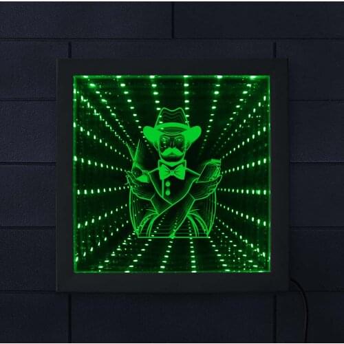 Hairdresser LED Infinity Mirror Art Picture Wood Frame Cool DIY Infinite Led Tunnel Hair Cut Salon Barber Shop Wall Table Lamp