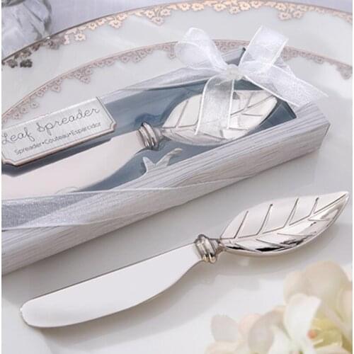 Wedding gift and giveaways--New Butter knife arrival Chrome Leaf Spreader wedding favour LX4907