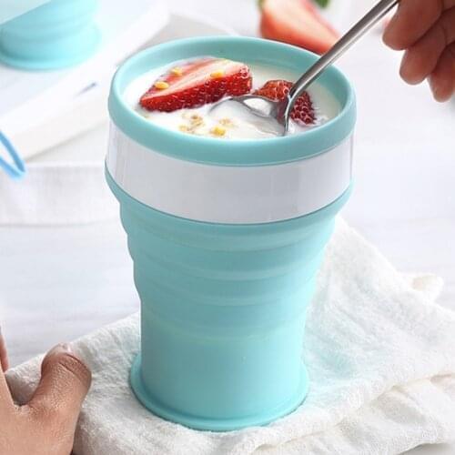 Portable Folding Cups Silicone Cup Outdoor Travel Collapsible Handcup Retractable Coffee Mugs Foldable Water Cups with Cover Lid