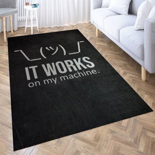 It Works On My Machine Carpet for Living Room 3D Anime Cartoon Rug Gamer Teen Room Bedside Lounge Rug Kids Children Floor Mats