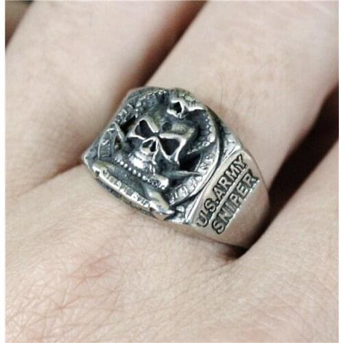 Drop Ship Top Sales Skull Captain Ring Women Mens 316L Stainless Steel Polishing Fashion Cool USA Skull Biker Ring