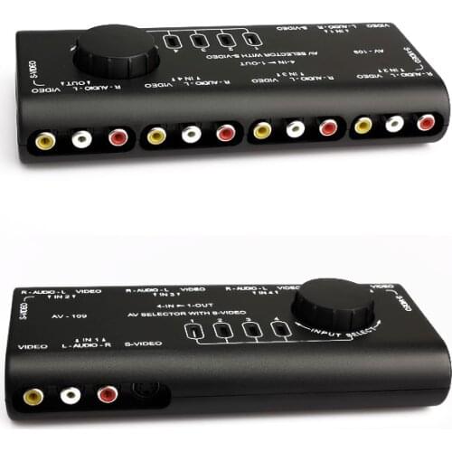 4 in 1 Out AV RCA Switch Box AV Audio Video Signal Switcher Splitter 4 Way Selector with RCA Cable For Television DVD VCD TV