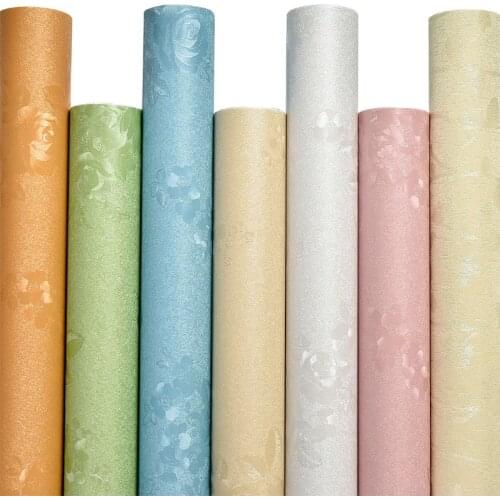 Self Adhesive Solid Color Embossed Pattern PVC Wall Stickers Living Room Wallpaper 60cm x 5m Blue Pink White Green Orange Beige