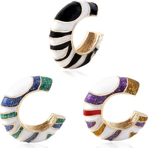 VG 6YM Personality Dripping Oil Ear Cuff For Women Trendy Colorful Enamel Earrings C Shape Ear Clip Party Street Style Jewelry