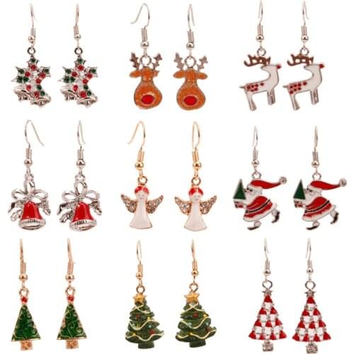 Christmas Decor Santa Claus Snowman Snowflakes Earring Eardrop Merry Christmas Decor for Home Gift Xmas Decor New Year 2021