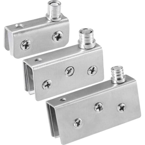 Glass Hinge Stainless Steel Glass Door Pivot Hinge Glass Clamp Silver Tone 4 Pcs