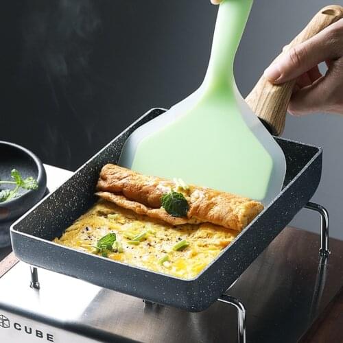 Frying Pan Tamagoyaki Omelette Non-Stick Pan Fried Egg Pan Pancake Kitchen Pot Fried Chicken Pot Silicone Scraper Cooking Tools