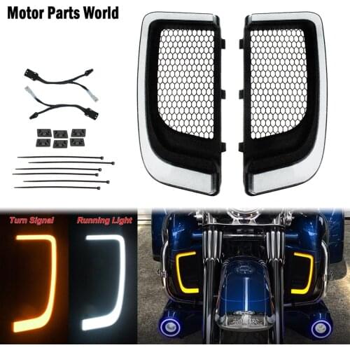 Motorcycle LED Fairing Lower Grills Turn Signal Light For Harley Touring FLHTKL Ultra Limited Low 2015-2019 Street Road Glide