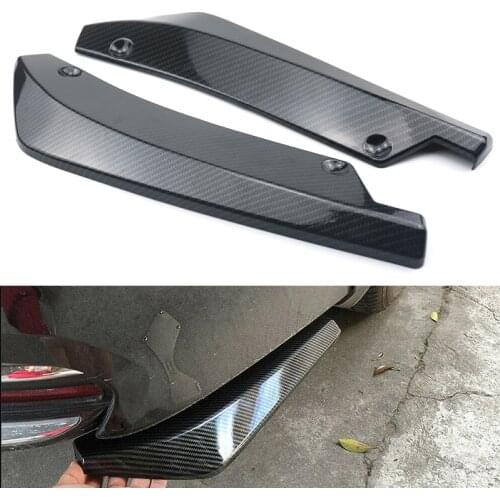 2Pcs Universal Car front Rear Bumper Strip Lip Spoiler Diffuser Splitter Scratch Protector Carbon fiber Winglets Side Skirt Exte