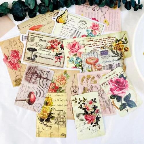 Vintage Plant Illustrated Stickers DIY Scrapbooking TN Bottom Collage Phone Computer Diary Gift Sealing Decoration Sticker