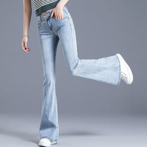 Womens jeans spring autumn Slim High waist Straight Pants Full Length jeans N0195