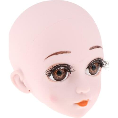 1/3 BJD Girl Doll Plastic Make Up Head with Eyes for the Night Lolita Doll DIY