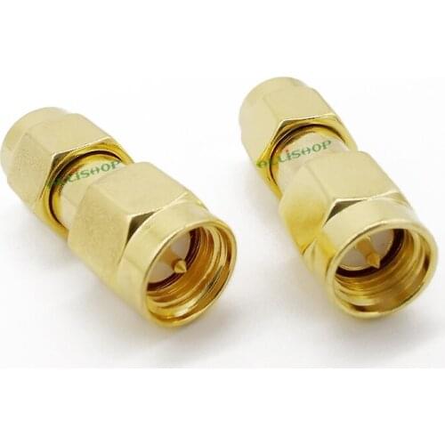 1Pcs Gold Tone SMA Male to SMA Male Plug RF Coaxial Adapter Connector Straight double SMA male SMA J/J adapter
