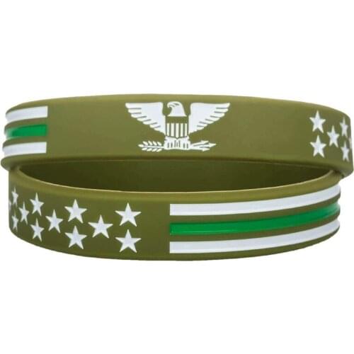 300pcs Army Thin Green Line American Power Eagle with American Flag Silicone Bracelets Rubber Wristbands Free Shipping by DHL