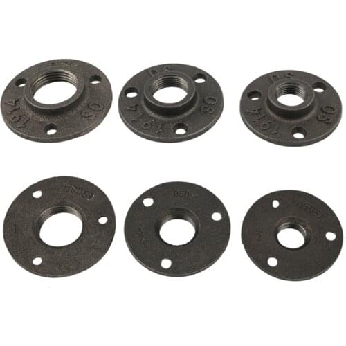 4pcs DN20 Black Malleable Cast Iron 3/4" Floor Flange Pipe Fittings For Antique Home Furniture