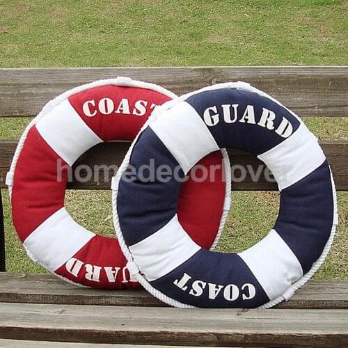 40cm Excellent Texture Cotton Life Buoy Coast Guard Soft Pillow Cushion Red/Blue