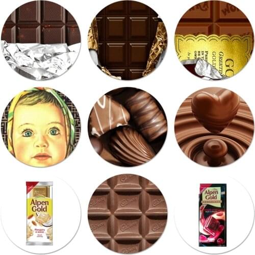 Alenka bar chocolate Icons Pins Badge Decoration Brooches Metal Badges For Clothes Backpack Decoration 58mm