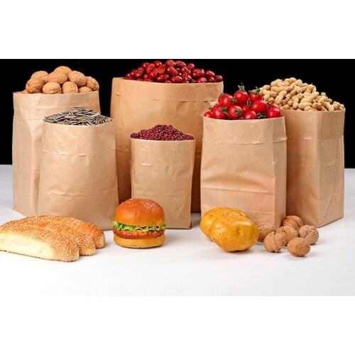 Kraft Paper Bags Oil-Proof Packing Square Bottom Bag Candy Bread Cookie Supermarket Greaseproof Organizer Kitchen Storage Tool