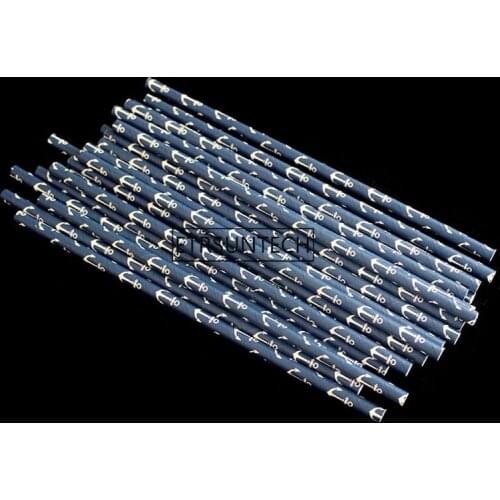 Navy with White Anchors Paper Straws, Navy Party Decor, Anchor Paper Straws, Blue Paper Straws, Boat Party