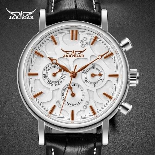 JARAGER Male Watches 3 Dial Diamond Display Automatic Mechanical Male Black Watches relogio masculino 2020 New