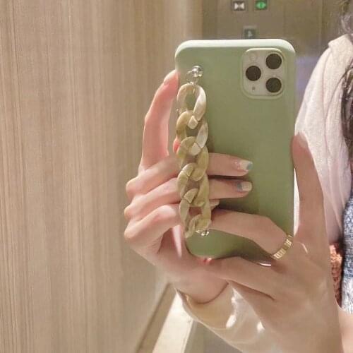 Matcha green Wristband Phone Case For iPhone 12mini 12pro max 11 pro X XR XS MAX SE 2020 7 8plus female phone case