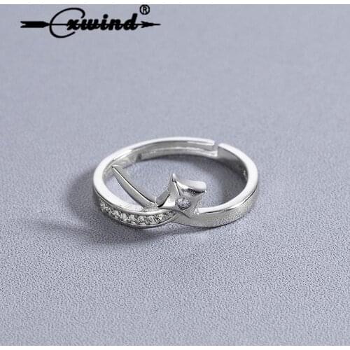 Cxwind New Design Crystal Inlaid Cross Adjustable Wedding Rings for Woman Girl Finger Star Ring Tail Jewelry Wholesale anillos