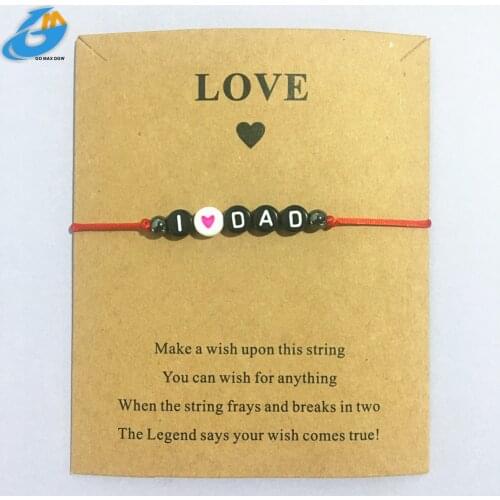 DGW Alphabet bracelets I lover dad mom Diy Bracelet for women men Round Flat bead Diy Jewelry Making Handmade
