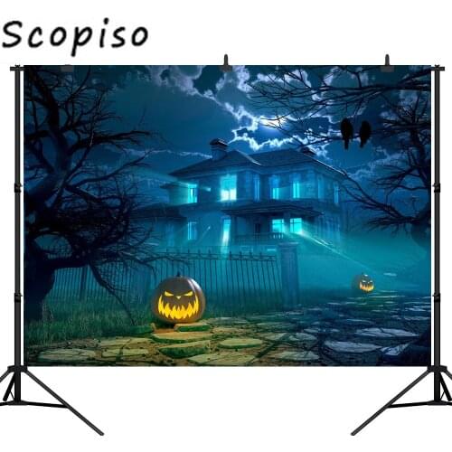 Scopiso Night Horror Halloween Pumpkin Light Photography Backdrop Background Photo Studio Prop