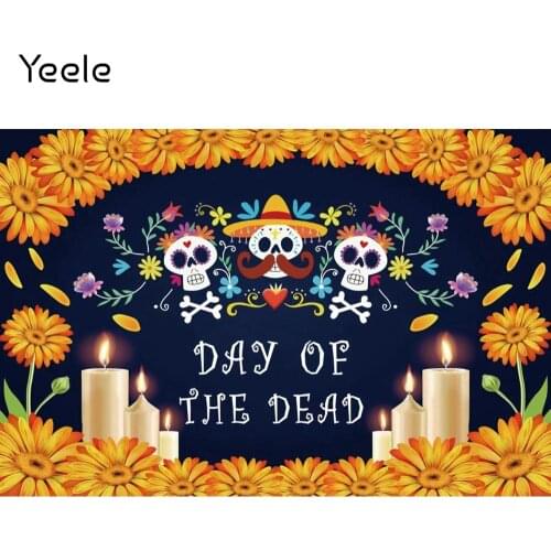Yeele Day Of The Dead Backdrop Props Mexican Skull Flowers Candle Photography Photocall Background Party Decor For Photo Studio