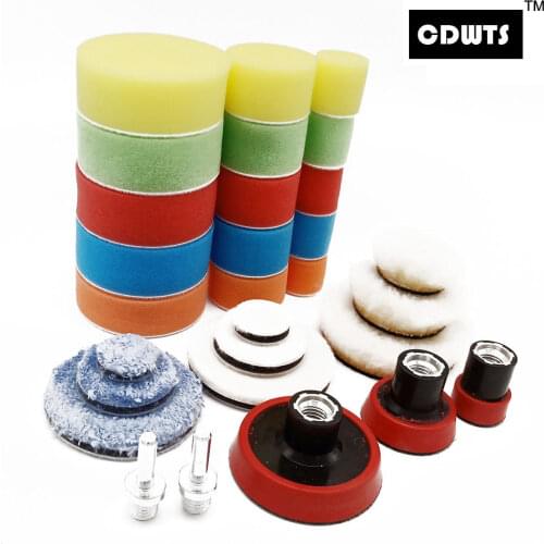 29pcs 1/2/3inch Waxing Sponge Polishing Pad Woolen Pads Backing Plate Car Polishing for DA/RO Polishier