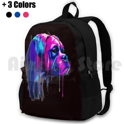 Colorful Boxer Dog Art Watercolor Outdoor Hiking Backpack Riding Climbing Sports Bag Bulldog Dog Sofa Alone Girls Heart Funny