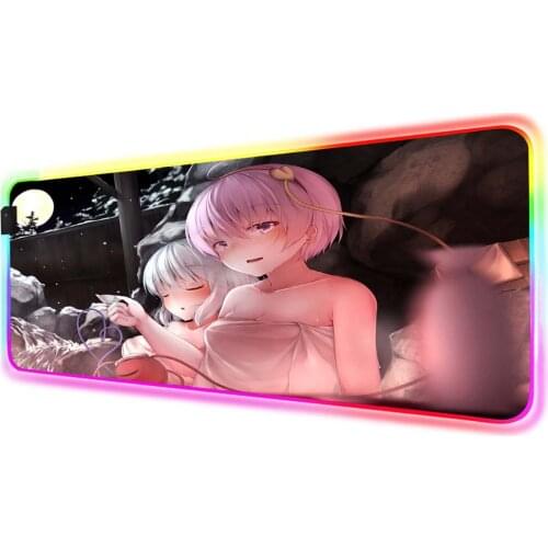 Mairuige Two Sexy Girls RGB Large Multi-size LED Lock Mouse Pad Anime Sexy Pattern Computer Notebook Kawaii Mousepad Desk Mat