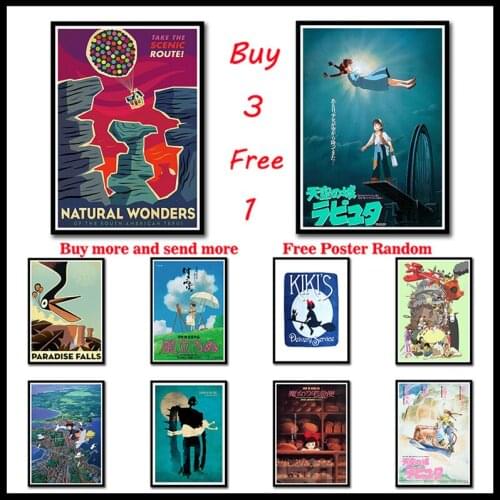 Miyazaki Hayao Series anime Coated Paper posters home decor wall art painting wall sticker Frameless