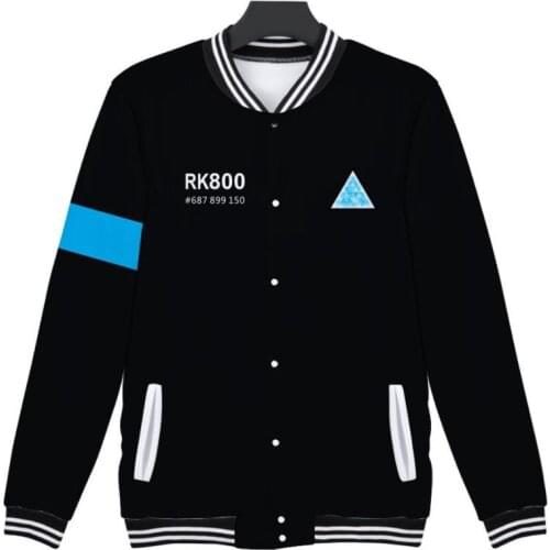 Hip Hop Fashion Brand Clothing detroit: become human 3D Men/Women Hoodie Sweatshirts Streetwear zip up Baseball Uniform Jacket