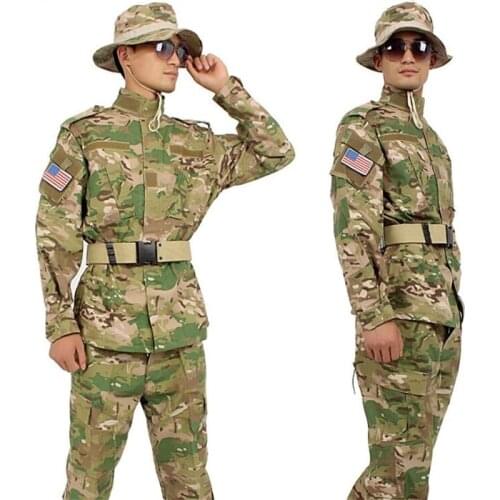 Mens Tactical Camouflage Suits US Army Military Uniform Quality Clothing Breathable Combat Shirts + Pants Hunting Training Sets
