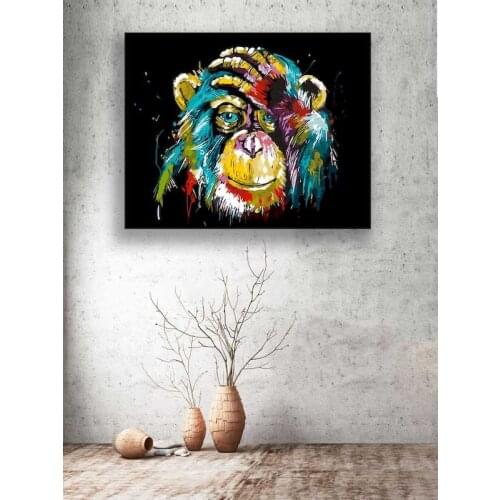 CHENISTORY Paint By Number Chimpanzee Diy Pictures By Numbers Animal Kits HandPainted Art Drawing On Canvas Gift Home Decor