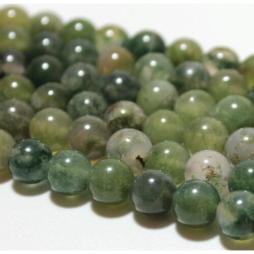 Natural Round Moss Agate Carnelian Gemstone Loose Beads 4mm 6mm 10mm 12mm For Necklace Bracelet DIY Jewelry Making