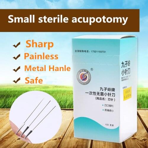 Sharp Tip Aluminium Handle Disposable Sterile Acupuncture Small Needle Knife 100 Blade Ultrafine Needle Acupotomology