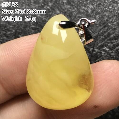 Natural Yellow Amber Necklace Pendant Jewelry For Women Lady Men Gift Clear Crystal Beads Water Drop Stone Silver Gemstone AAAAA