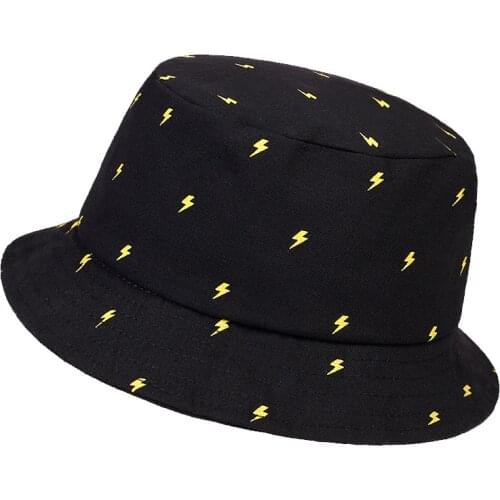 New cherry banana lightning printed fisherman hat fashion outdoor leisure wild bucket hat men and women through hip-hop sun hat