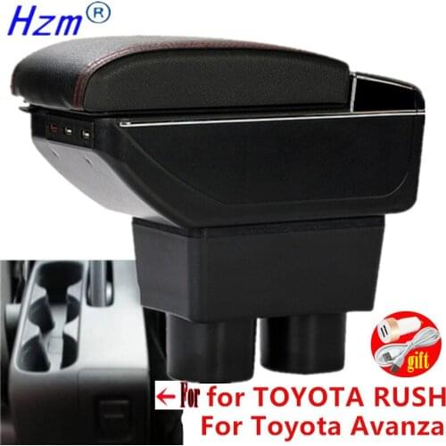 For TOYOTA RUSH Armrest box For Toyota Avanza Interior Parts Car Armrest box Retrofit parts Storage box with USB LED